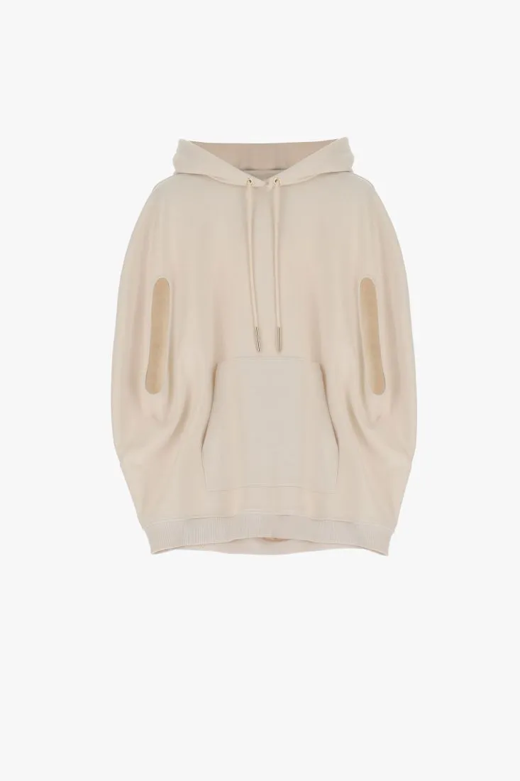 Felpa oversize senza maniche monocolour con cappuccio