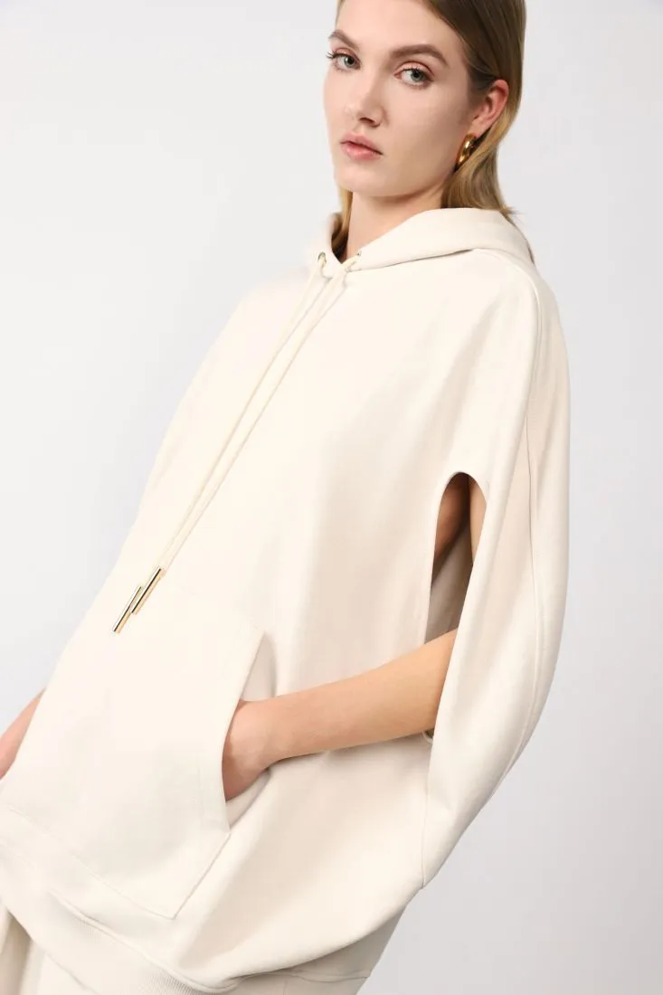 Felpa oversize senza maniche monocolour con cappuccio