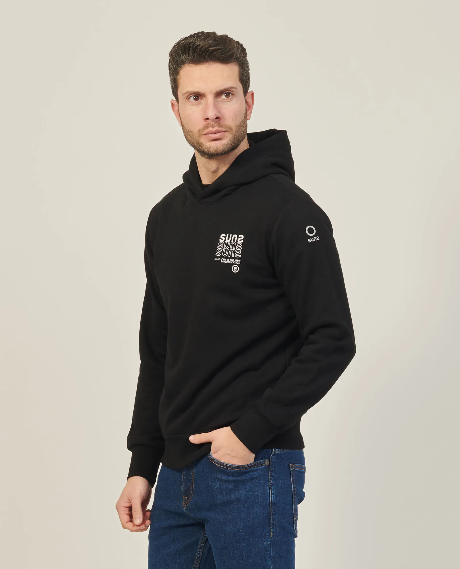 Felpa Suns in cotone elasticizzato con cappuccio e multi logo