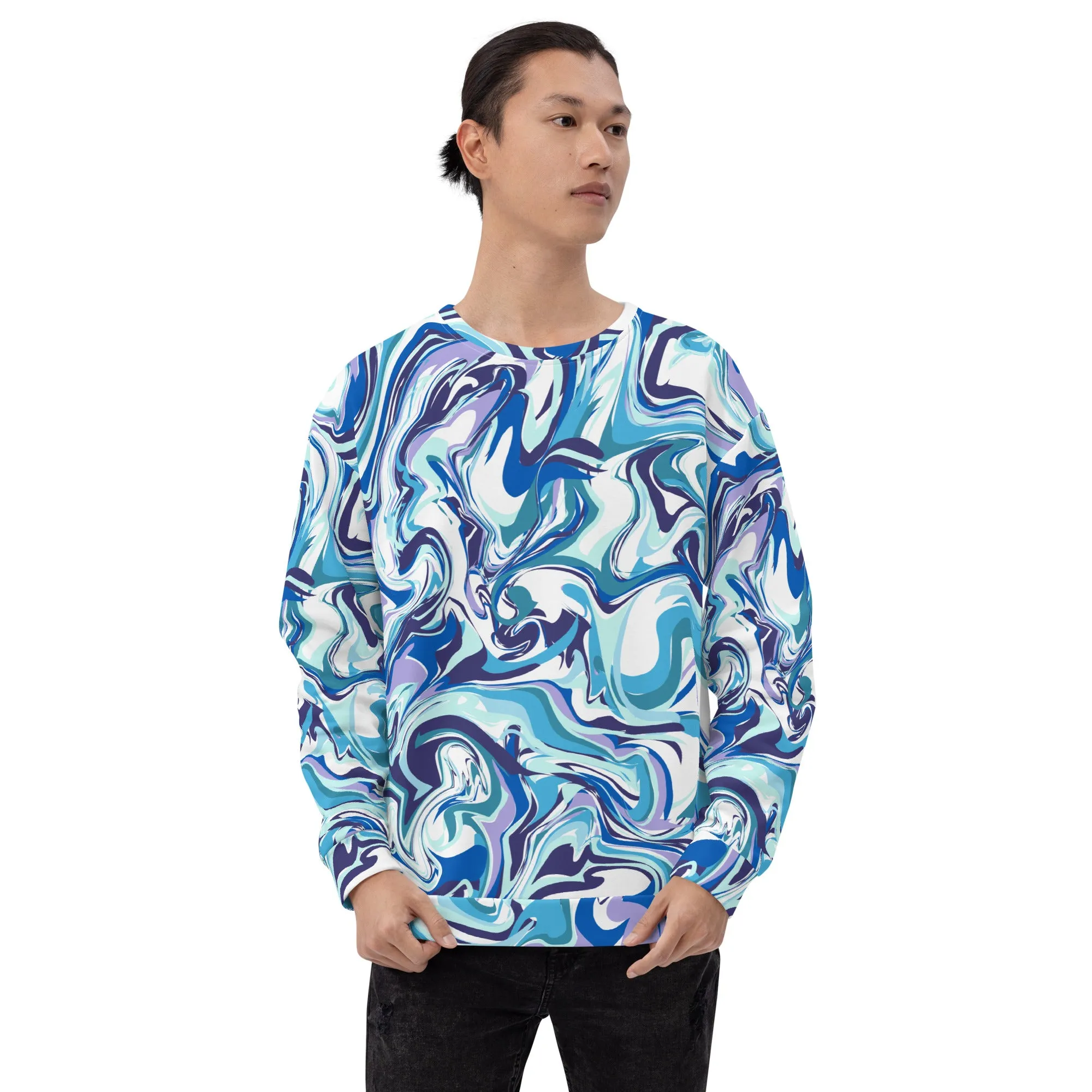 Felpa unisex con colore fluido azzurro