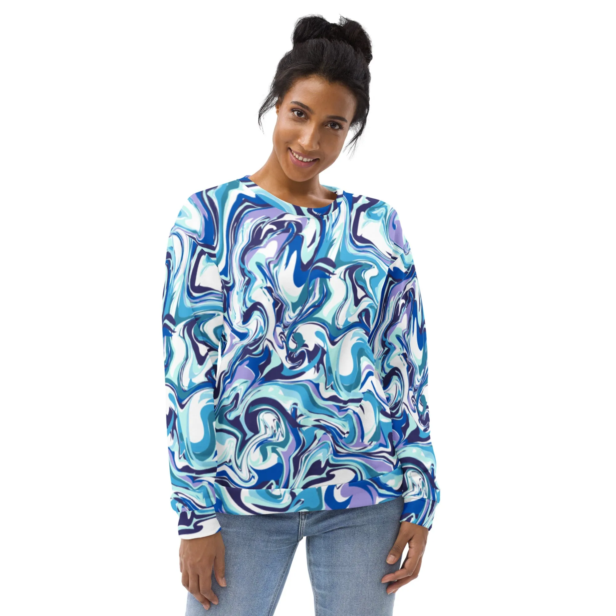 Felpa unisex con colore fluido azzurro
