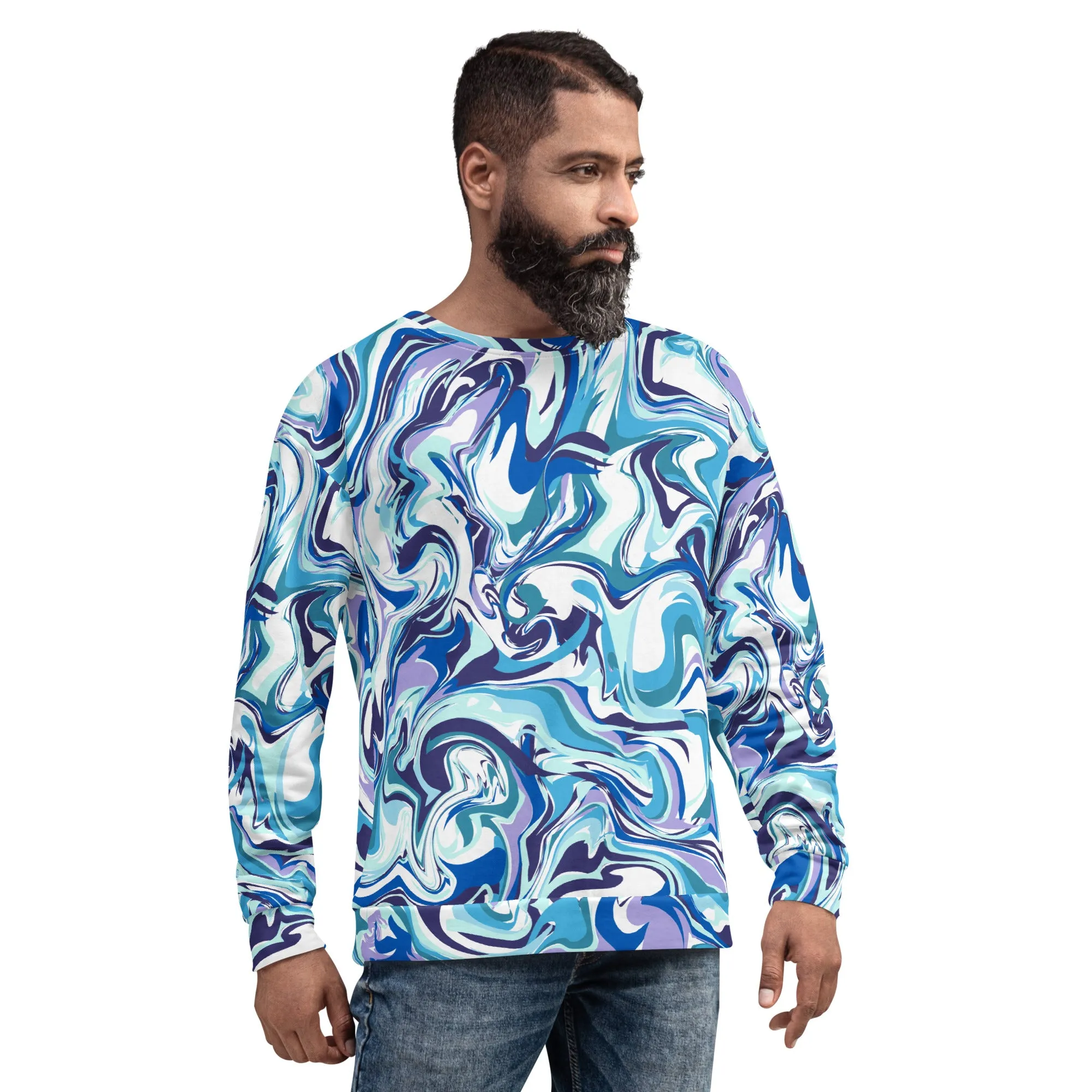 Felpa unisex con colore fluido azzurro