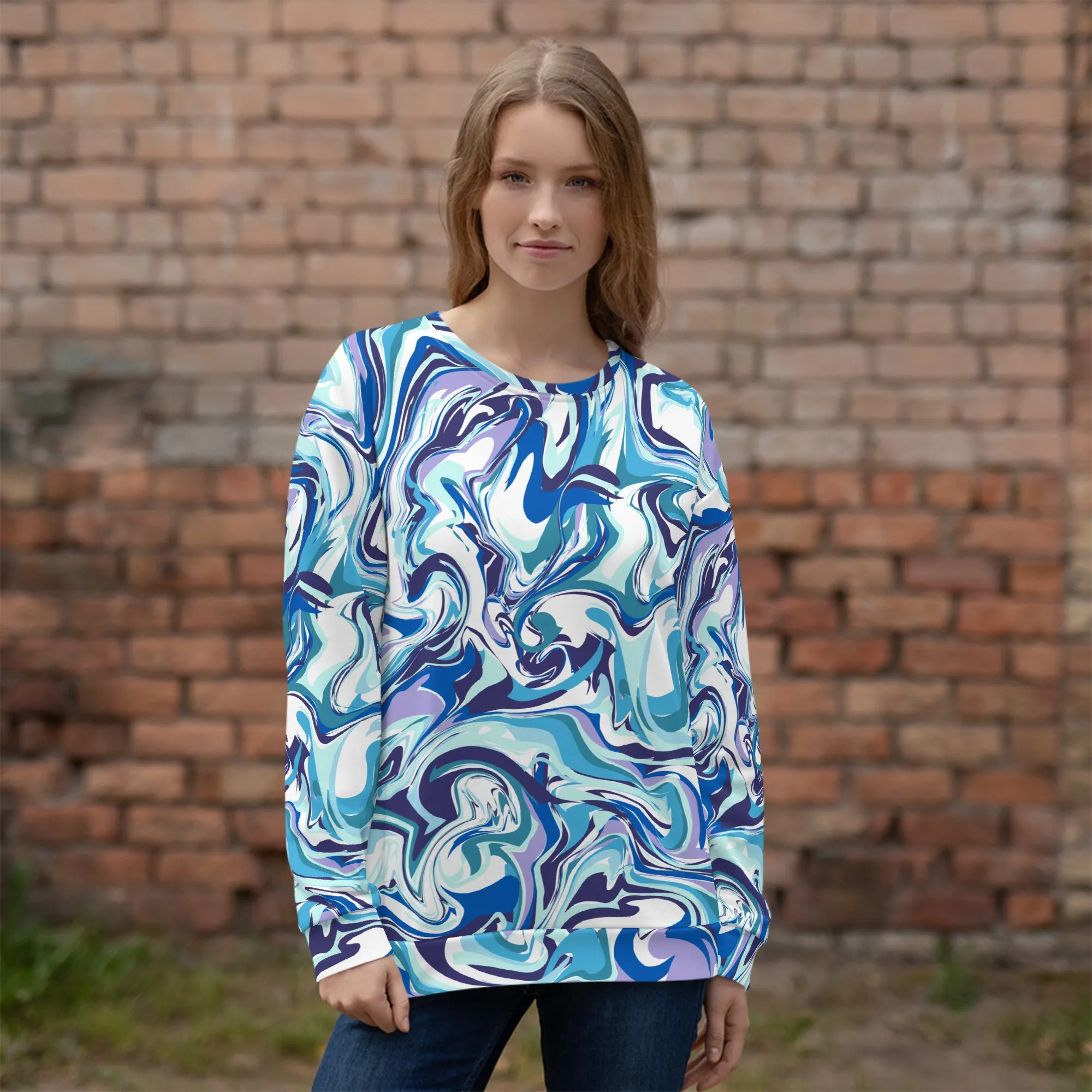 Felpa unisex con colore fluido azzurro