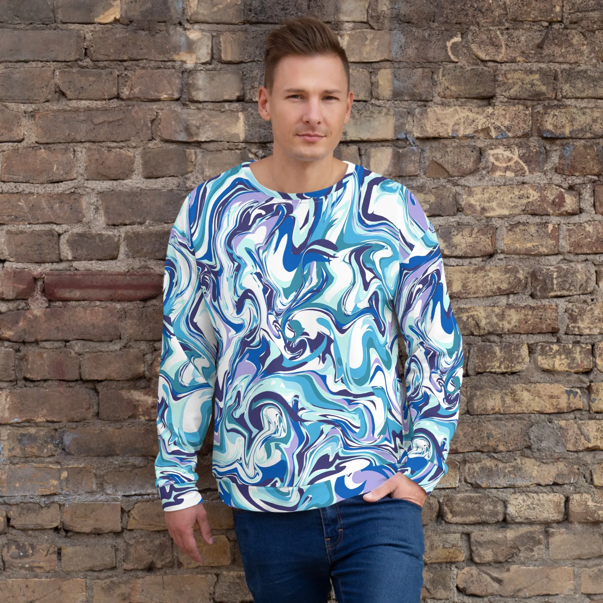 Felpa unisex con colore fluido azzurro