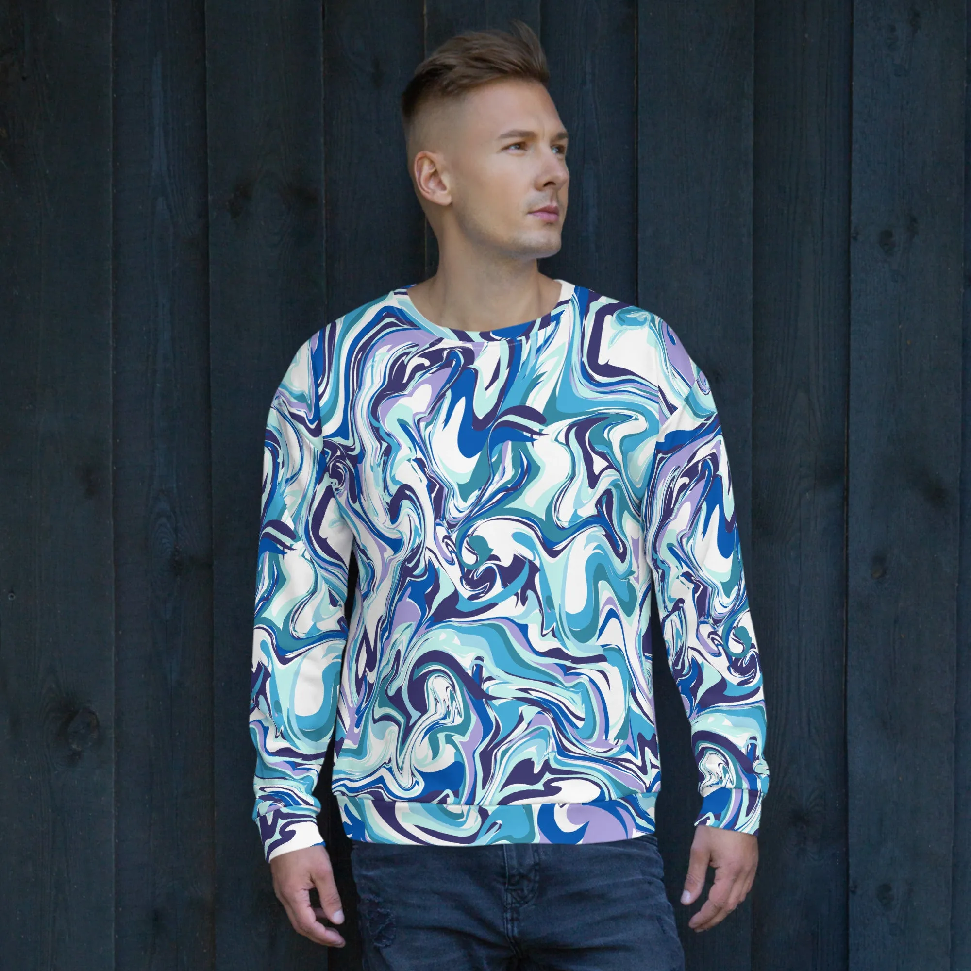 Felpa unisex con colore fluido azzurro