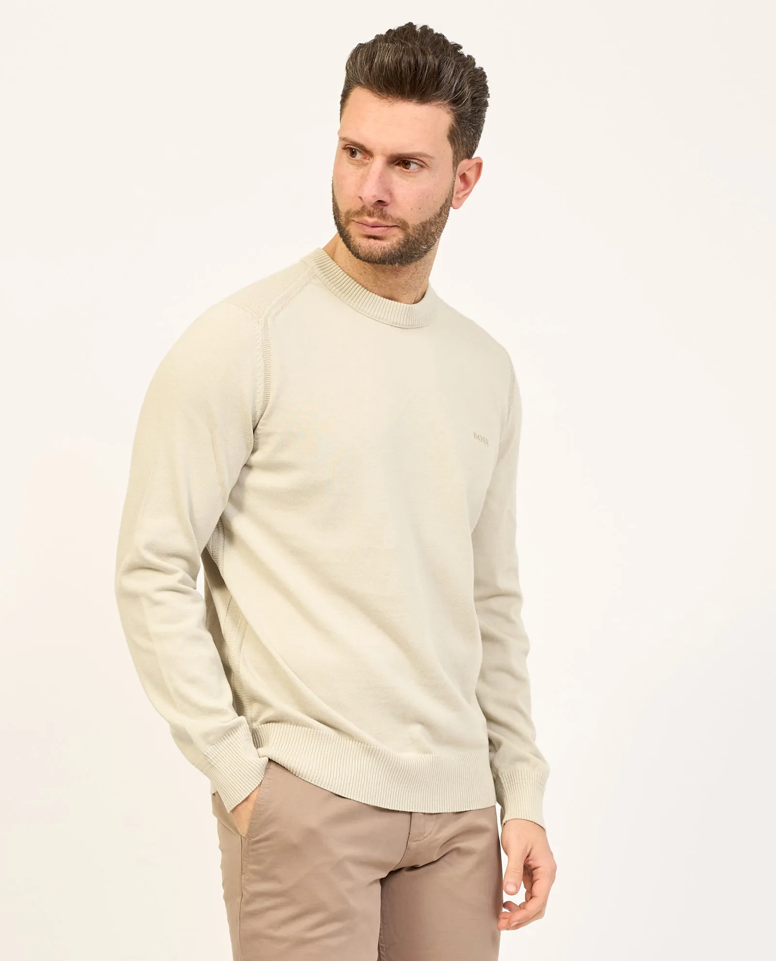 Felpa uomo Boss regular fit con logo ricamato