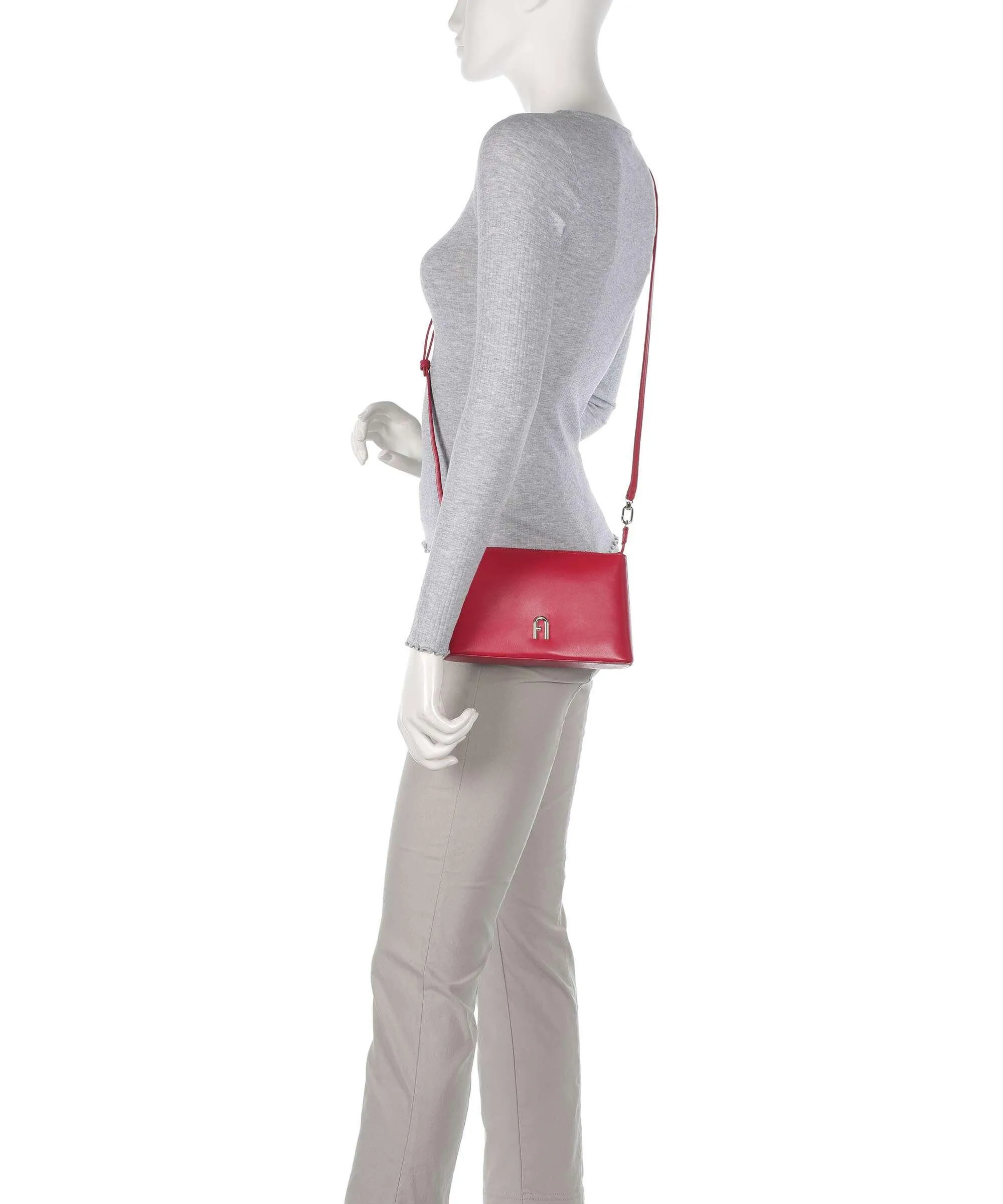 Furla Diamante Mini Borsa a tracolla pelle a grana fine rosso  