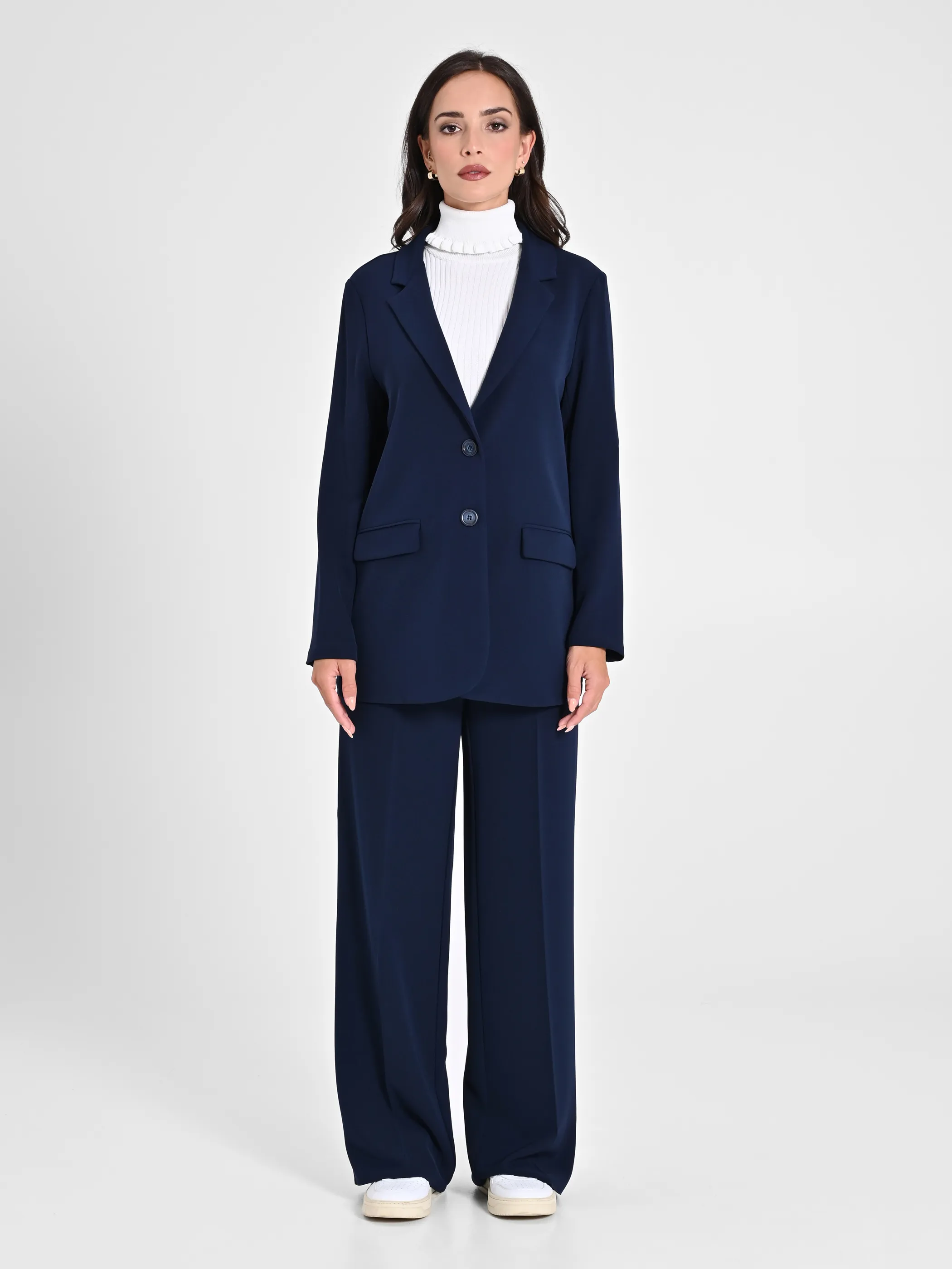      Giacca Blu in Crepe     
