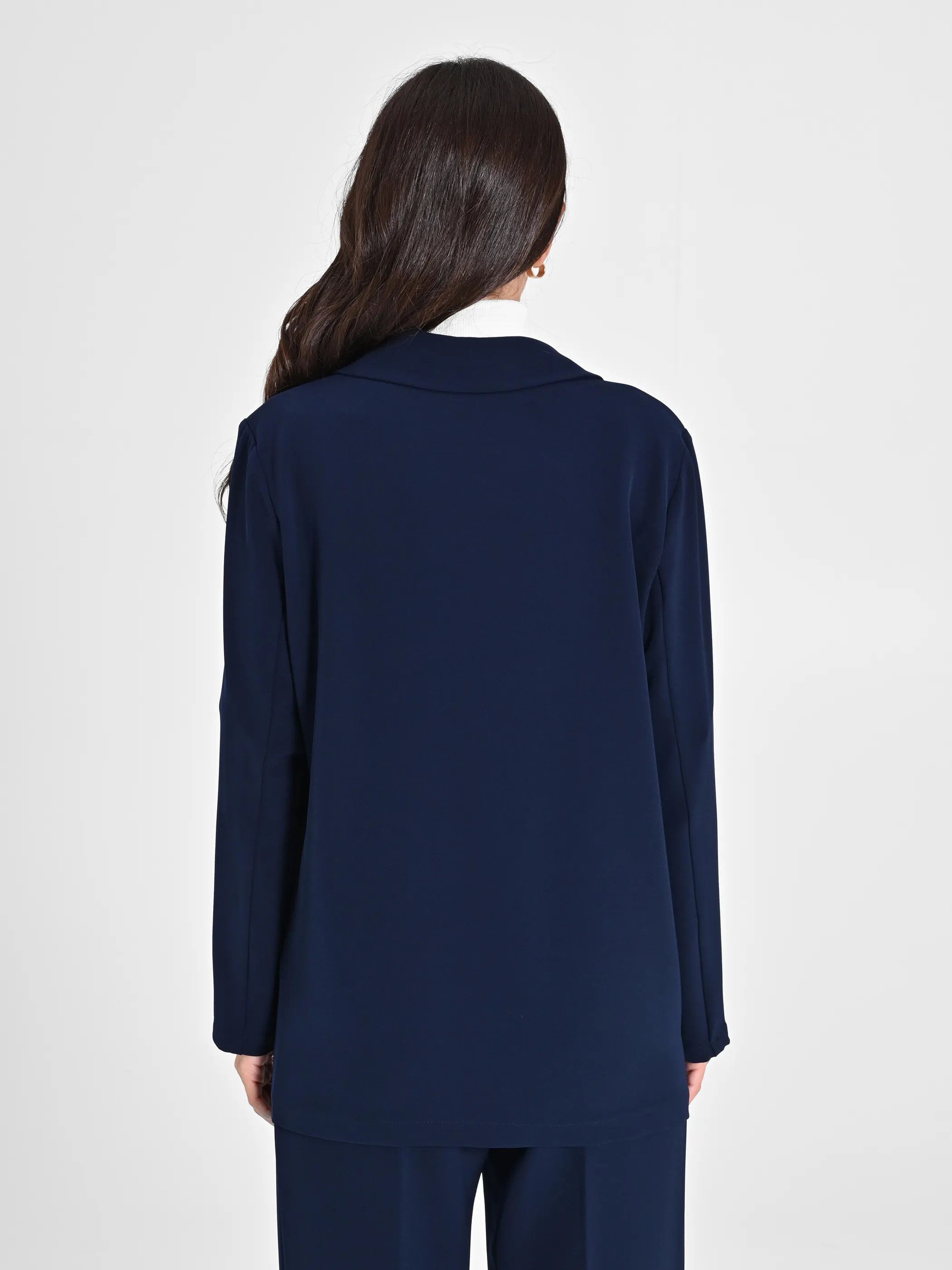      Giacca Blu in Crepe     