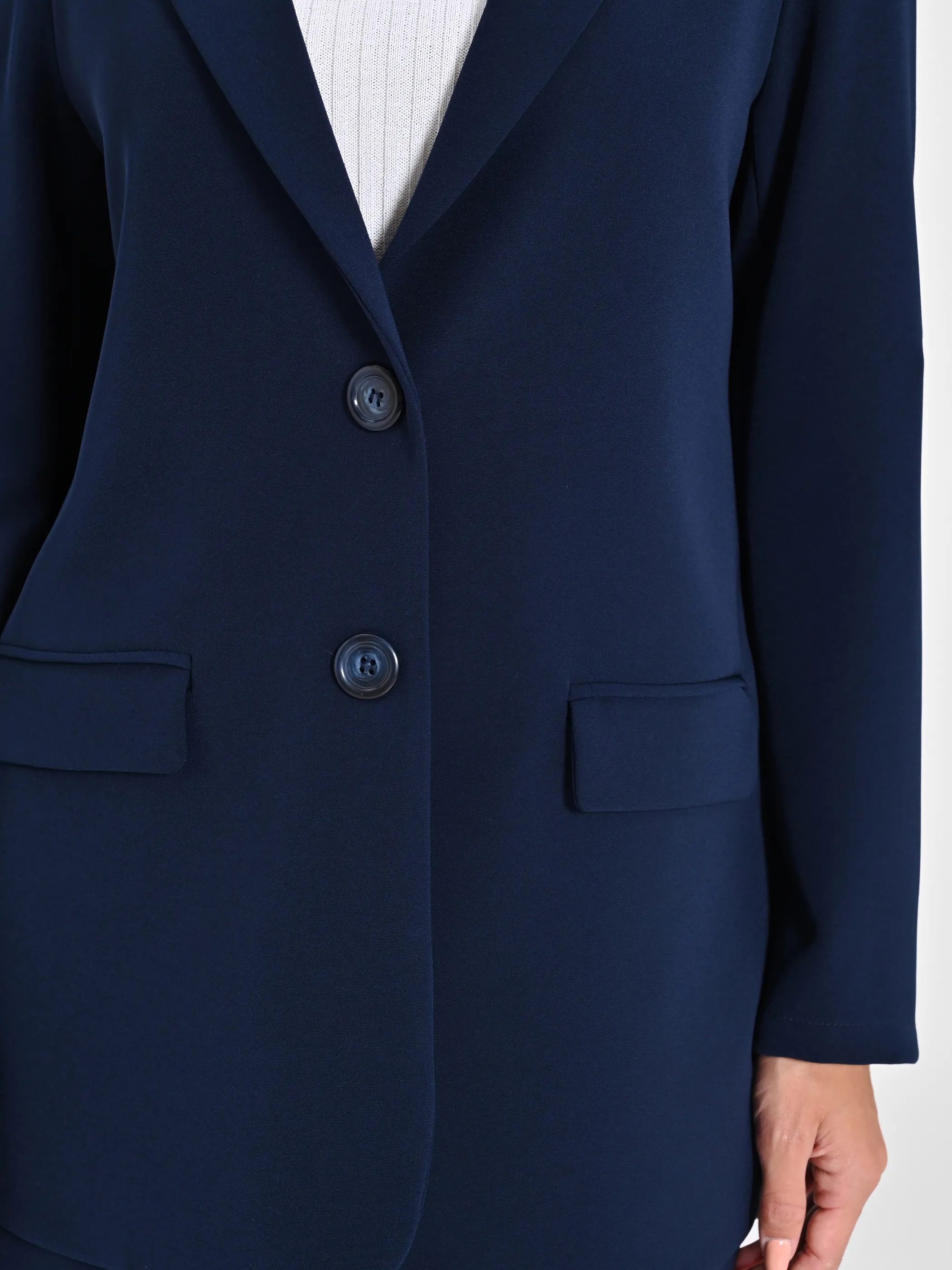      Giacca Blu in Crepe     