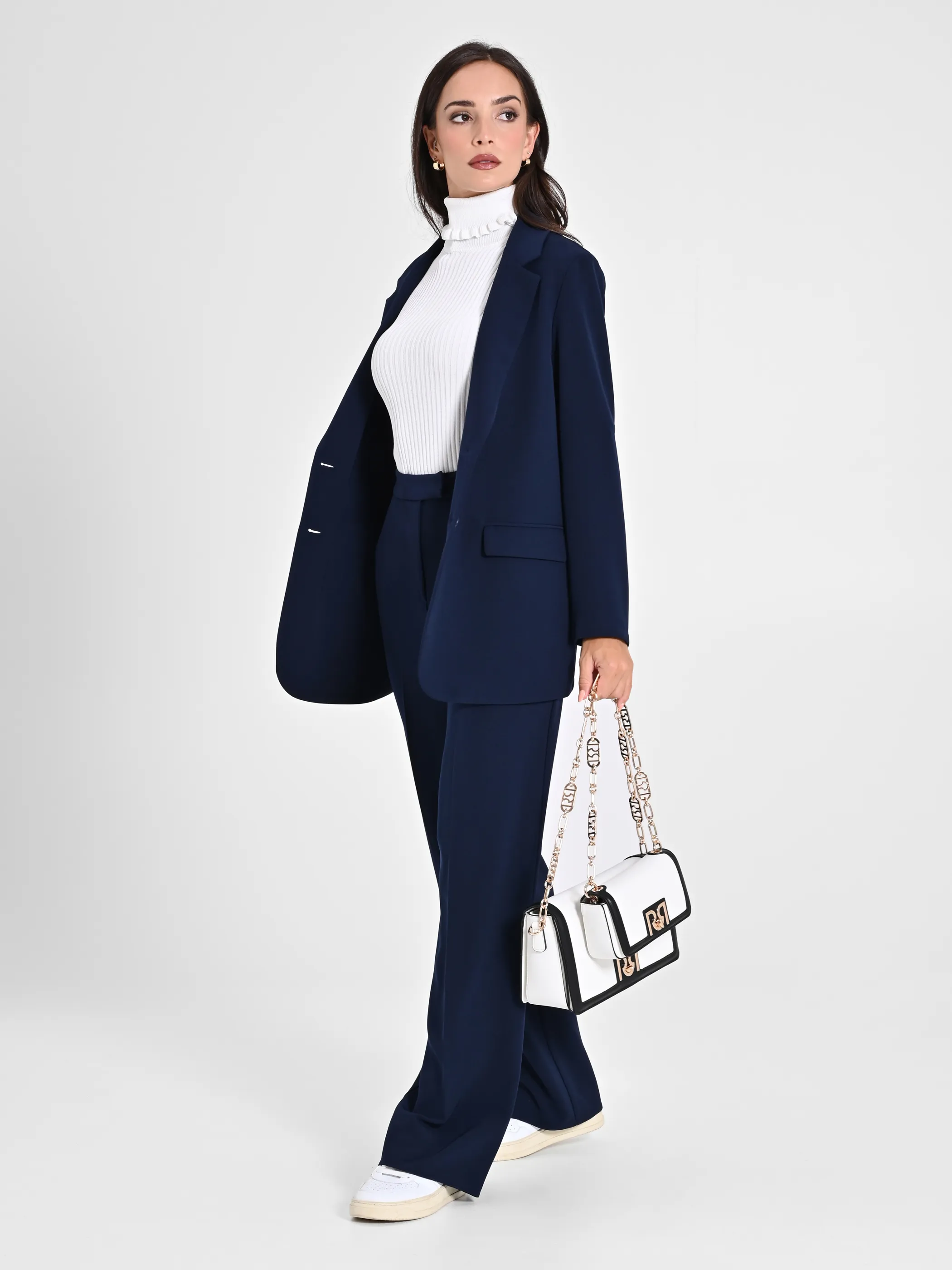      Giacca Blu in Crepe     