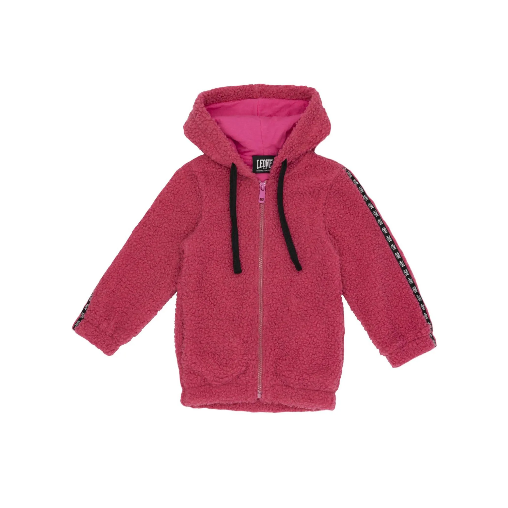 Giacca con cappuccio in sherpa Leone bambina Pink Girl