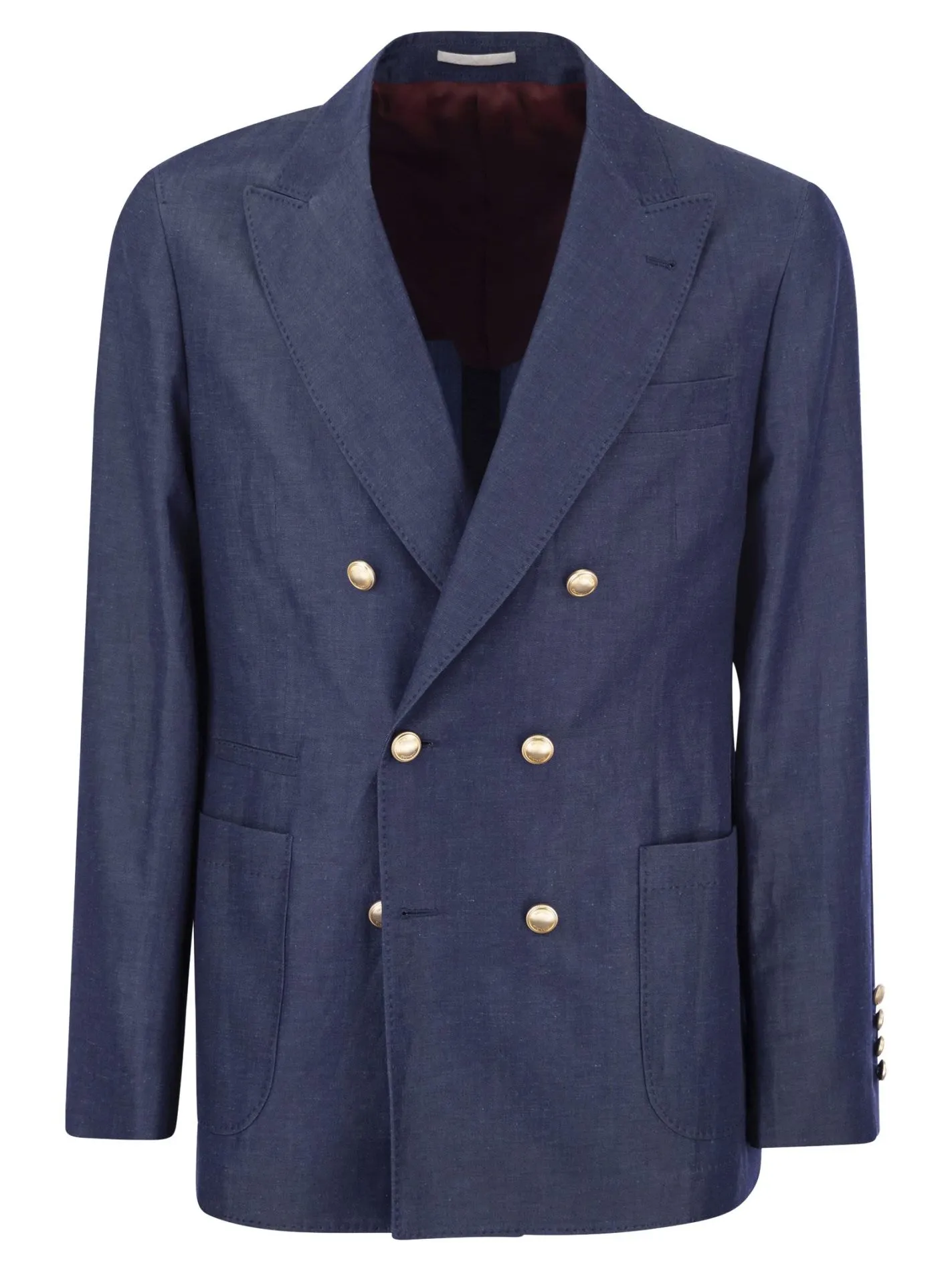 Giacca un petto e mezzo in twill di lana e lino
