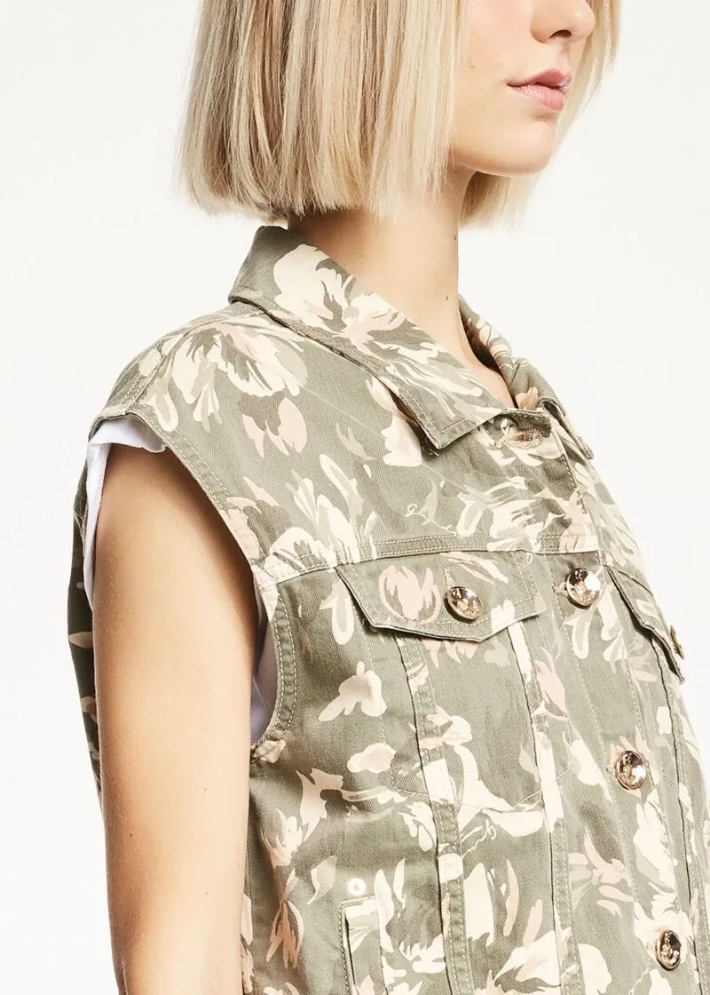 Gilet in twill stampato