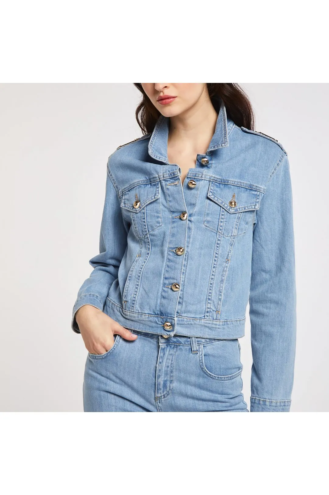 giubbotto di  jeans in tela comfort sky