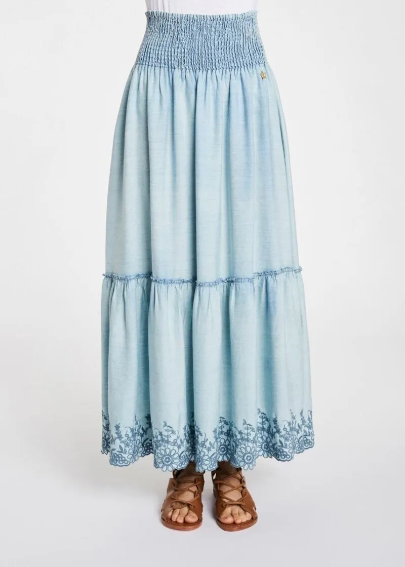 Gonna in denim con vita arricciata