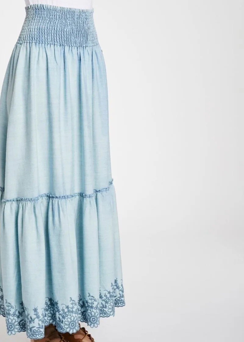 Gonna in denim con vita arricciata