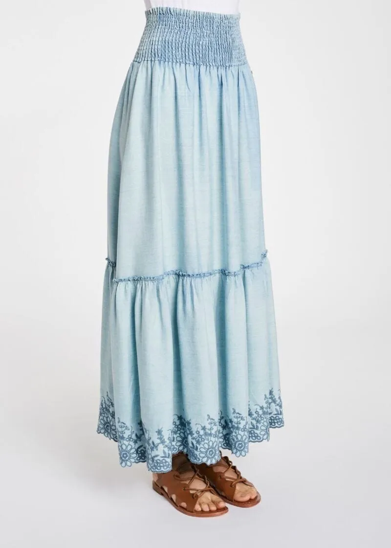 Gonna in denim con vita arricciata