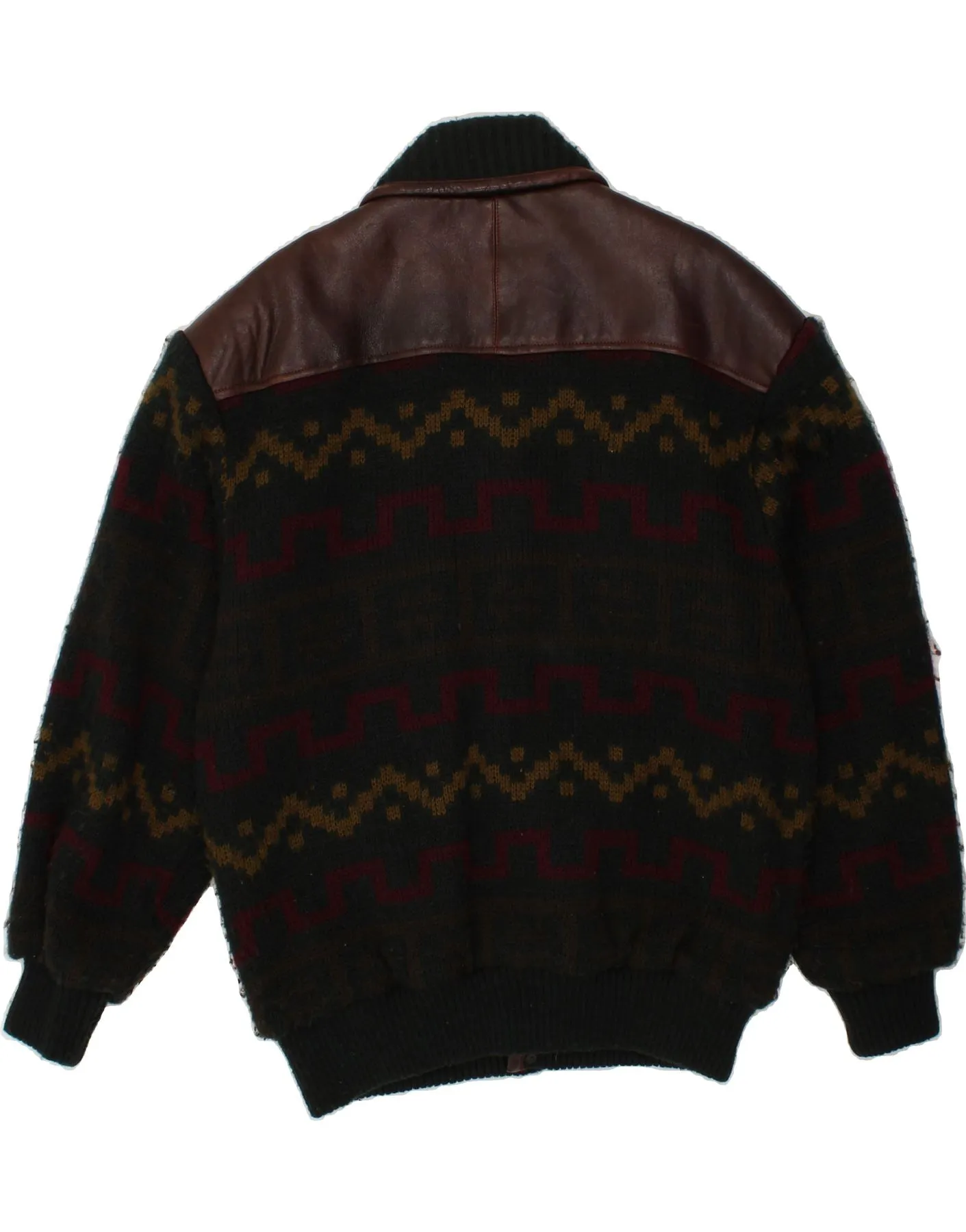 HAJO Mens Knit Bomber Jacket IT 50 Large Khaki Fair Isle Polyacrylic