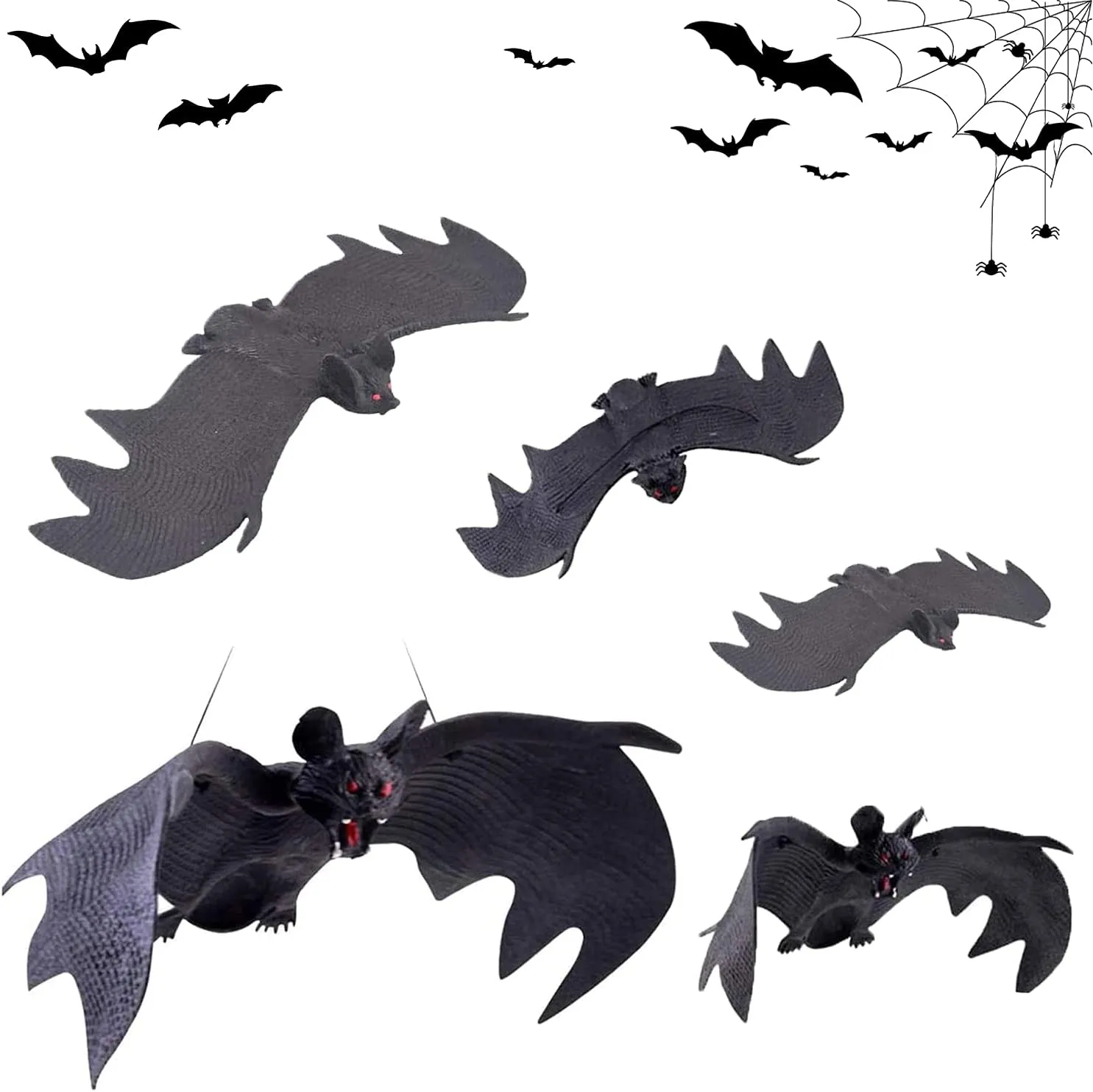 Halloween Pipistrelli, 5 Pezzi Pipistrello Decorazioni, Pipistrelli da Appendere, Pipistrelli spettrali Decorazione, Pipistrelli