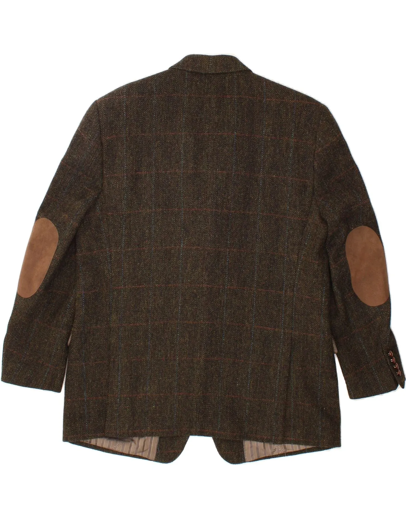 HARRIS TWEED Mens Mario Barutti Blazer Jacket UK 46 3XL Khaki Check