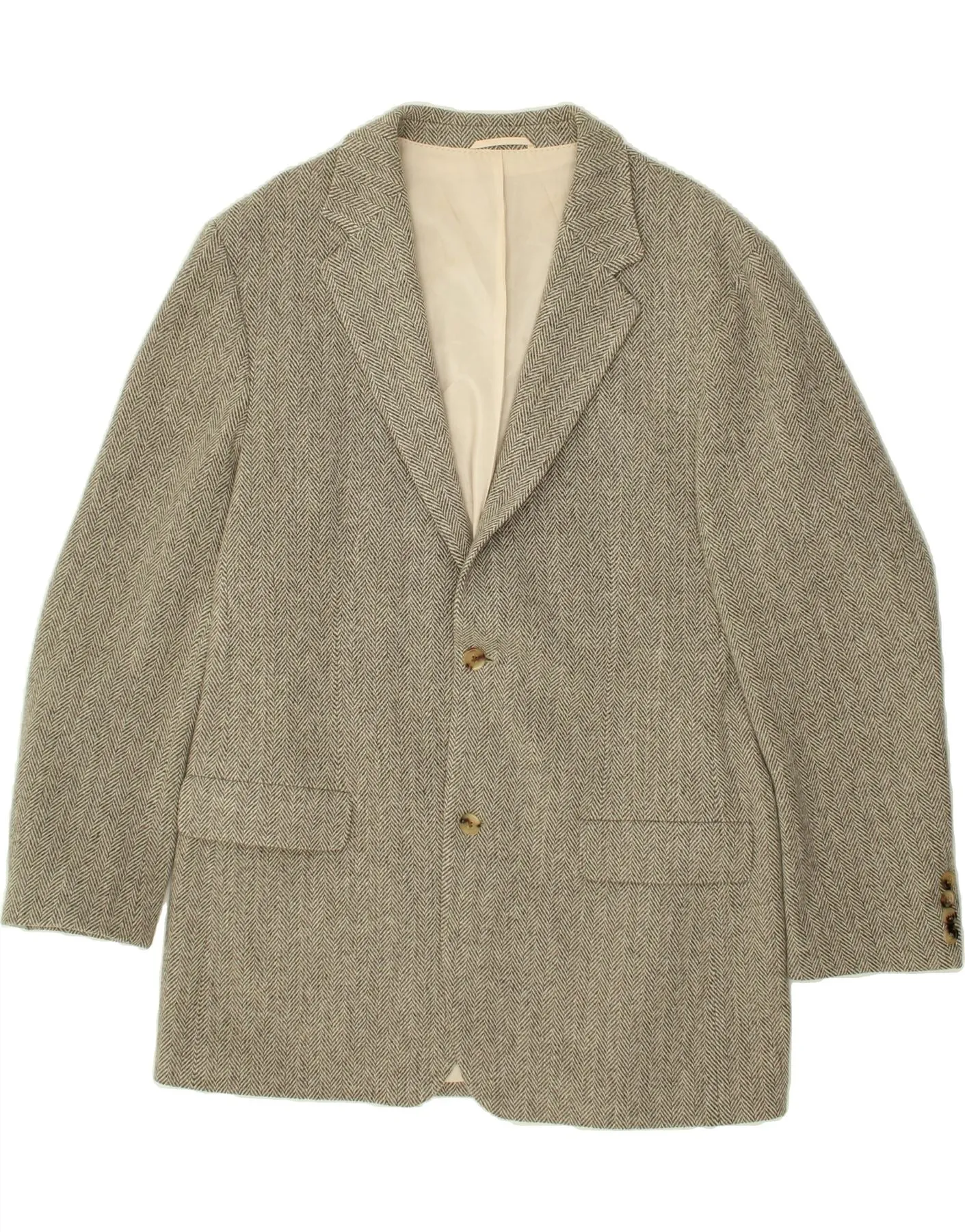 HUGO BOSS Mens 2 Button Blazer Jacket IT 54 2XL Grey Herringbone