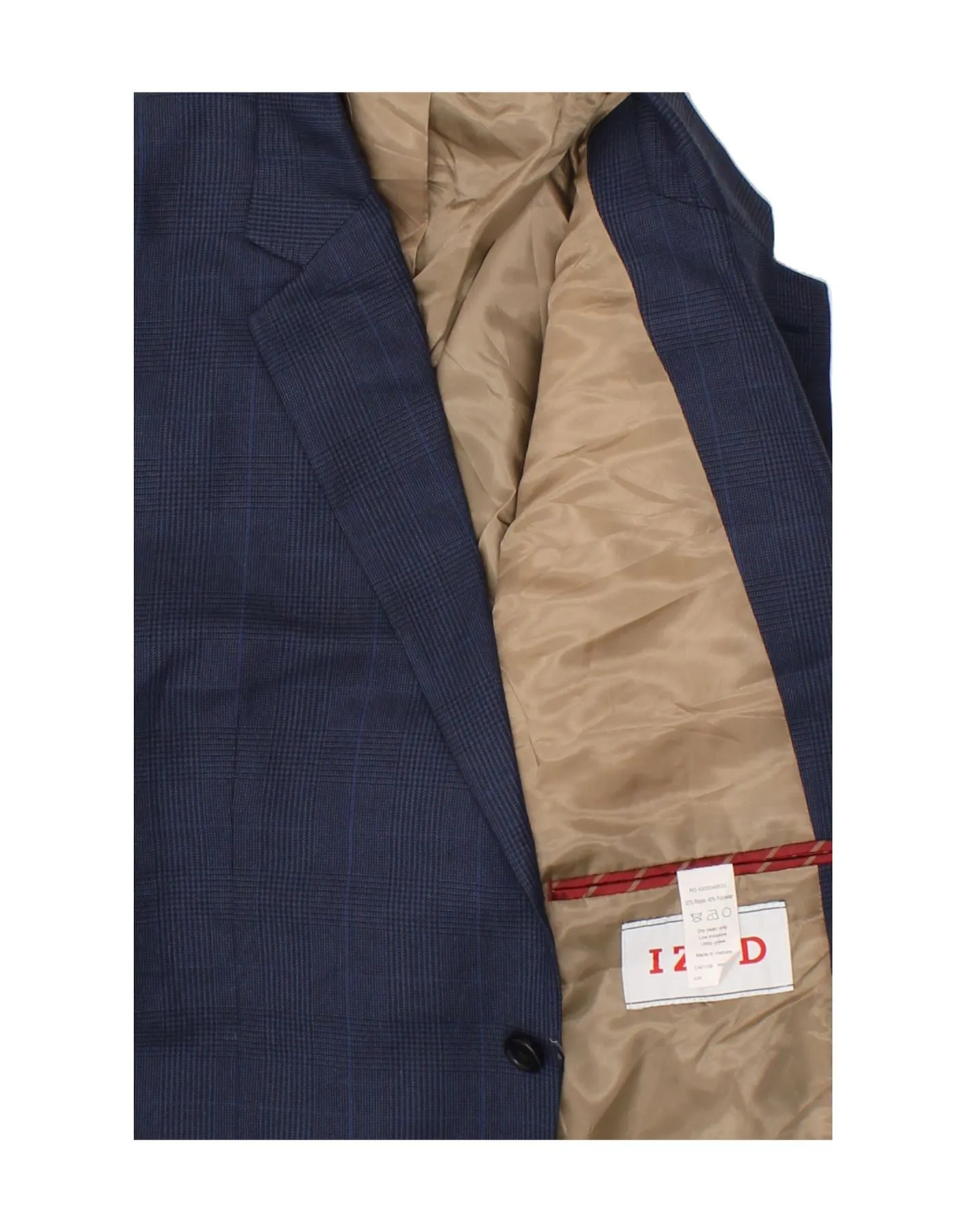 IZOD Mens 2 Button Blazer Jacket UK 42 XL Navy Blue Check Rayon
