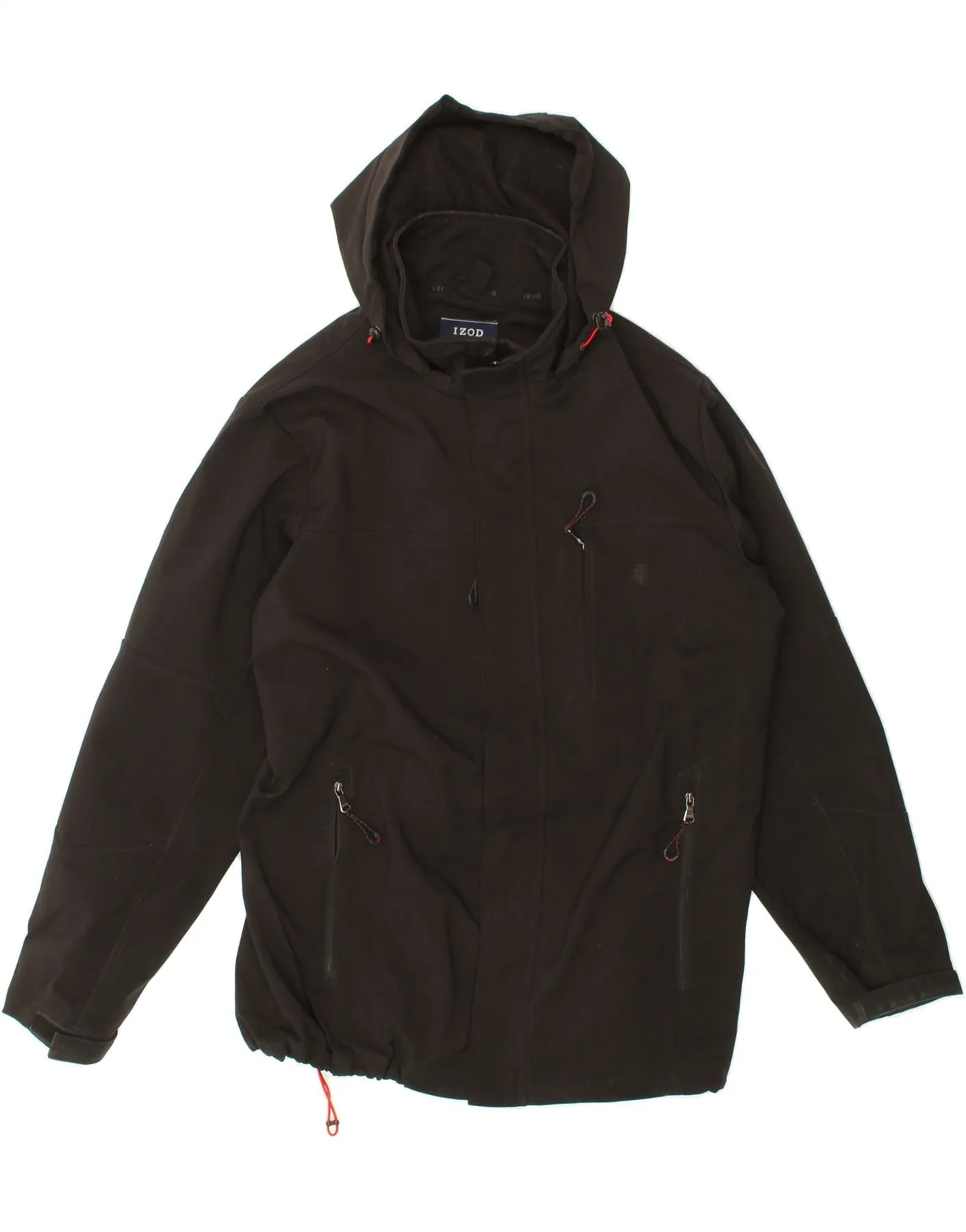IZOD Mens Hooded Windbreaker Jacket UK 38 Medium Black Polyester