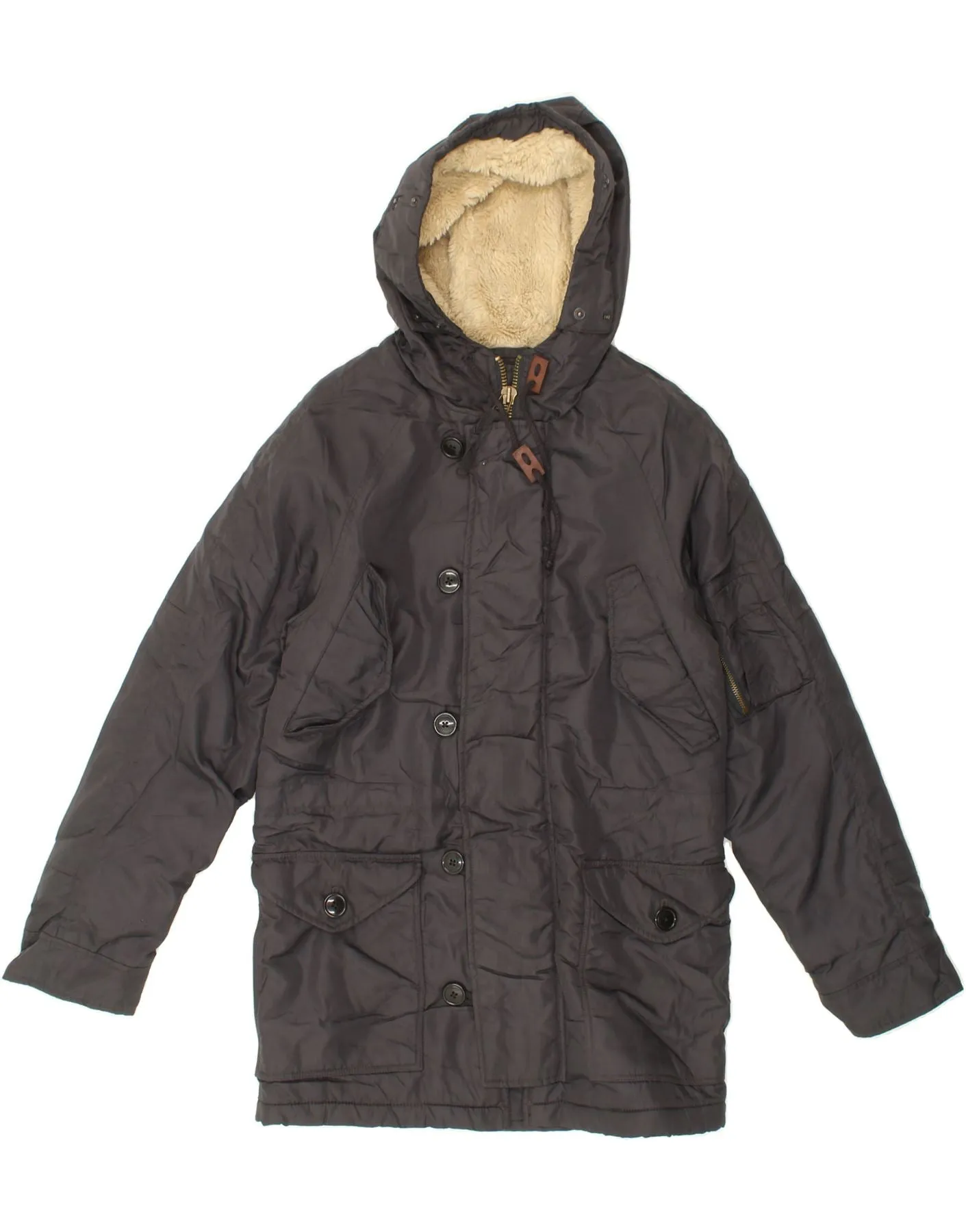 J. CREW Mens Hooded Parka Jacket UK 34 XS Navy Blue Nylon