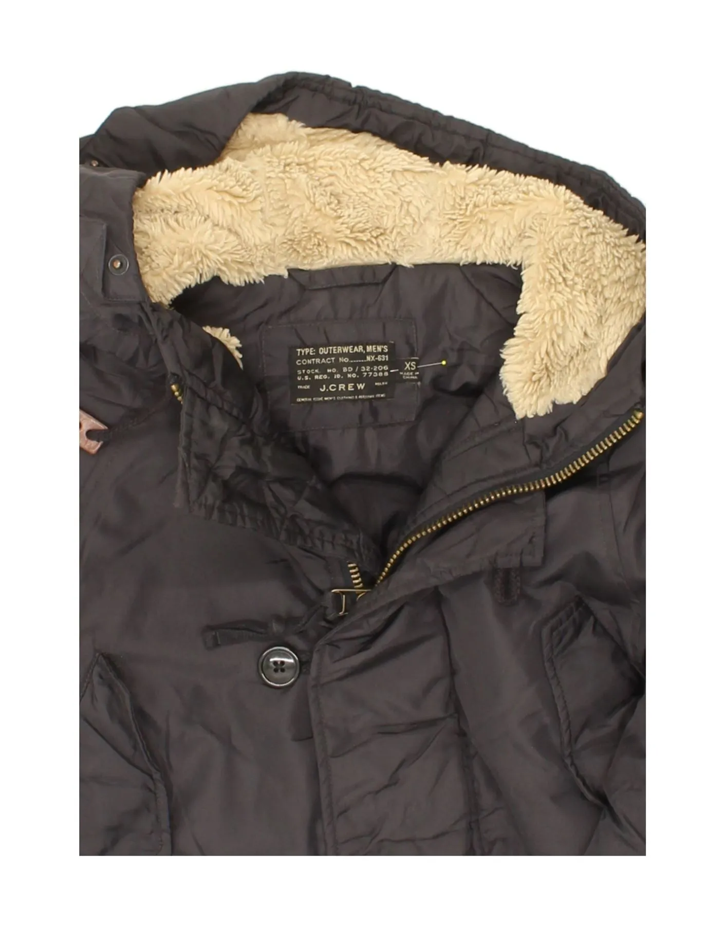 J. CREW Mens Hooded Parka Jacket UK 34 XS Navy Blue Nylon