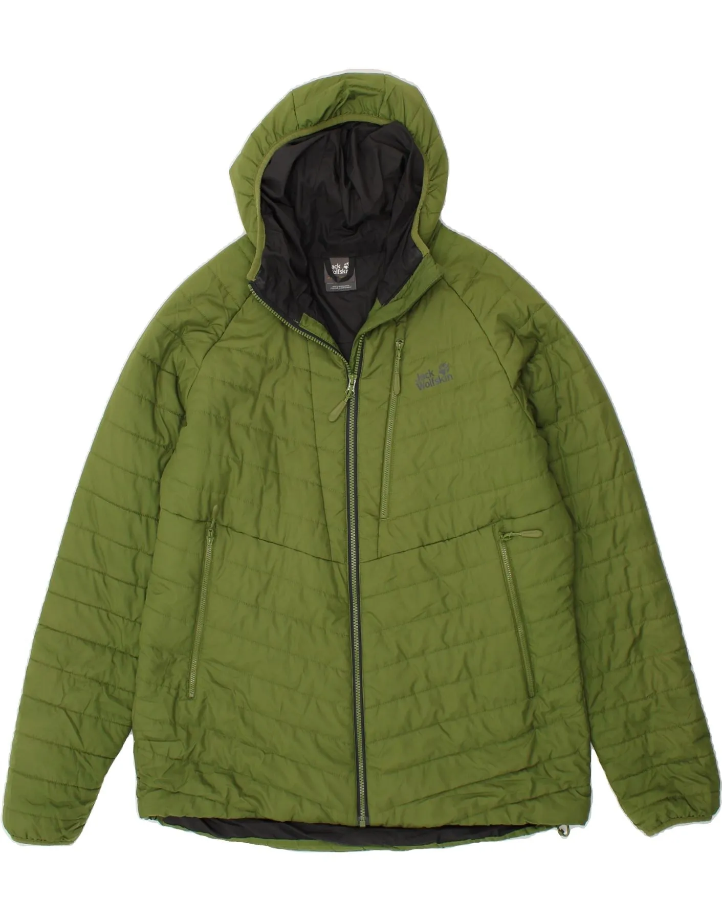 JACK WOLFSKIN Mens Hooded Padded Jacket UK 44/46 XL Green Polyester