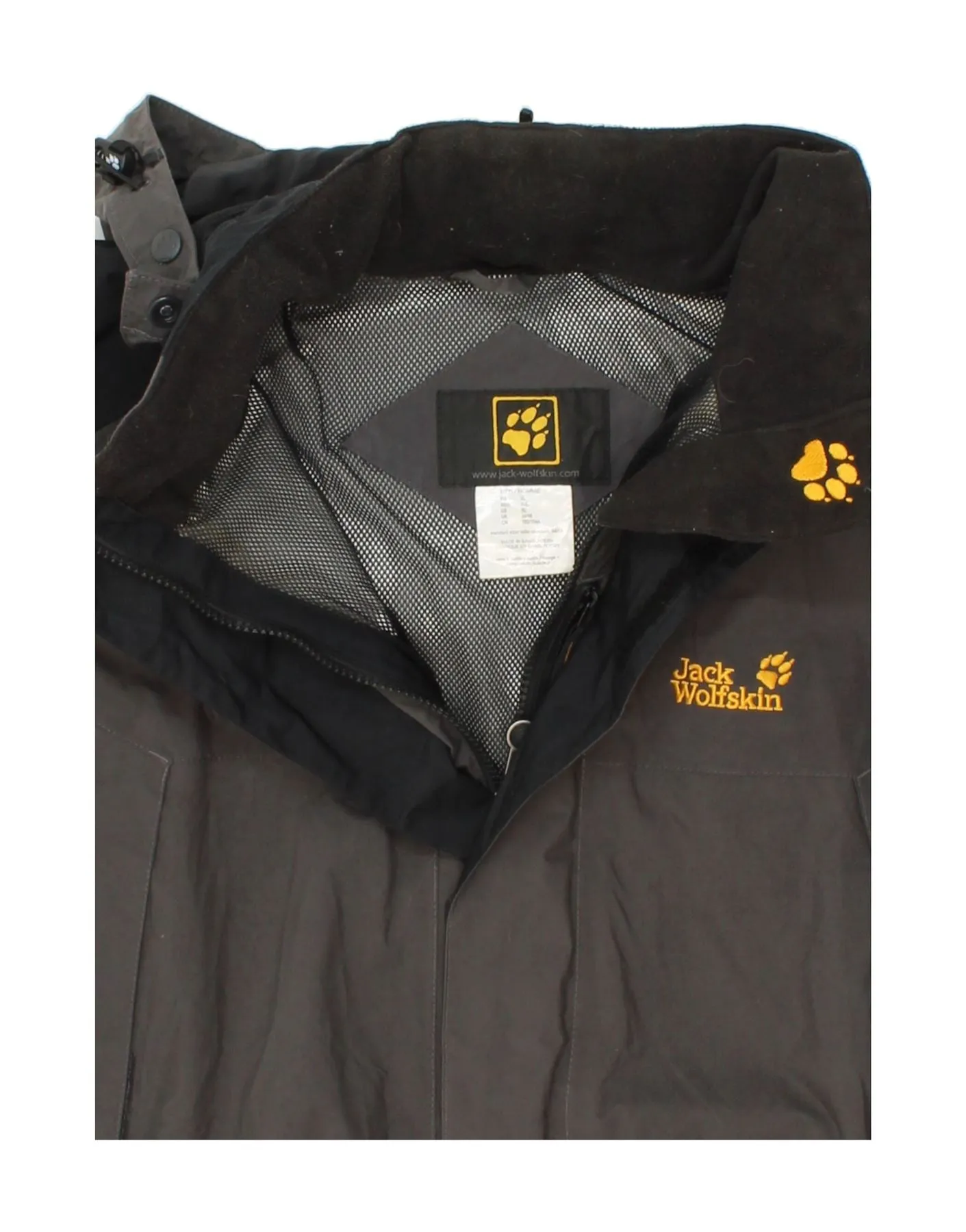 JACK WOLFSKIN Mens Hooded Rain Jacket UK 44/46 Large Grey Colourblock