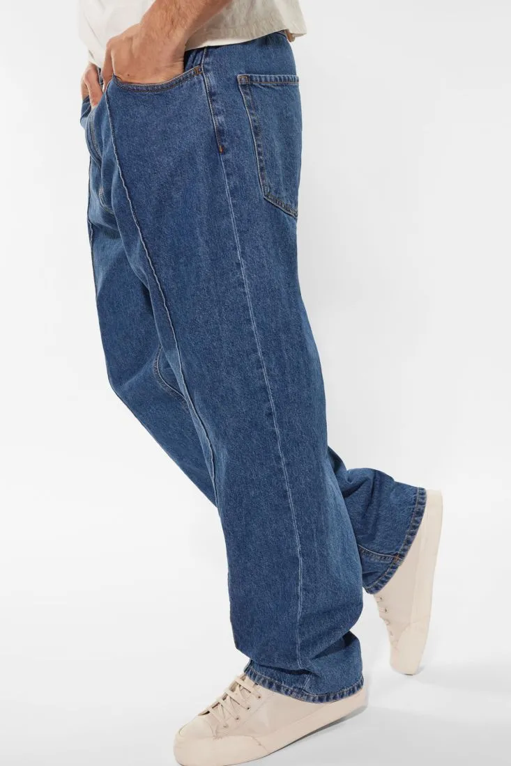 Jeans straight in puro cotone con cuciture dettaglio