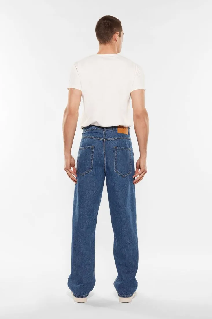 Jeans straight in puro cotone con cuciture dettaglio