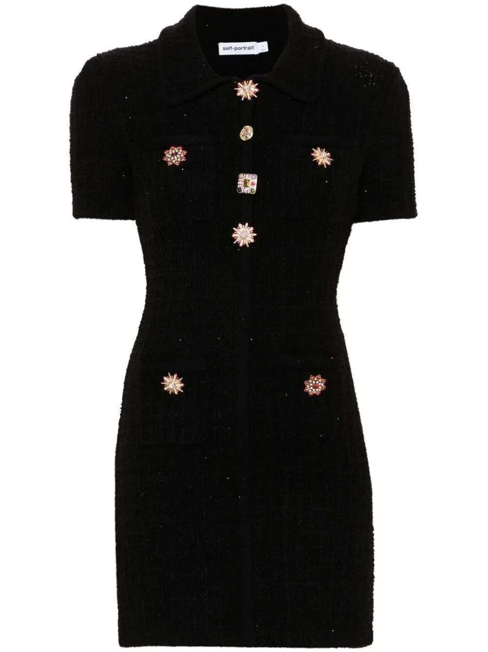 Jewel Button Knit Mini Dress