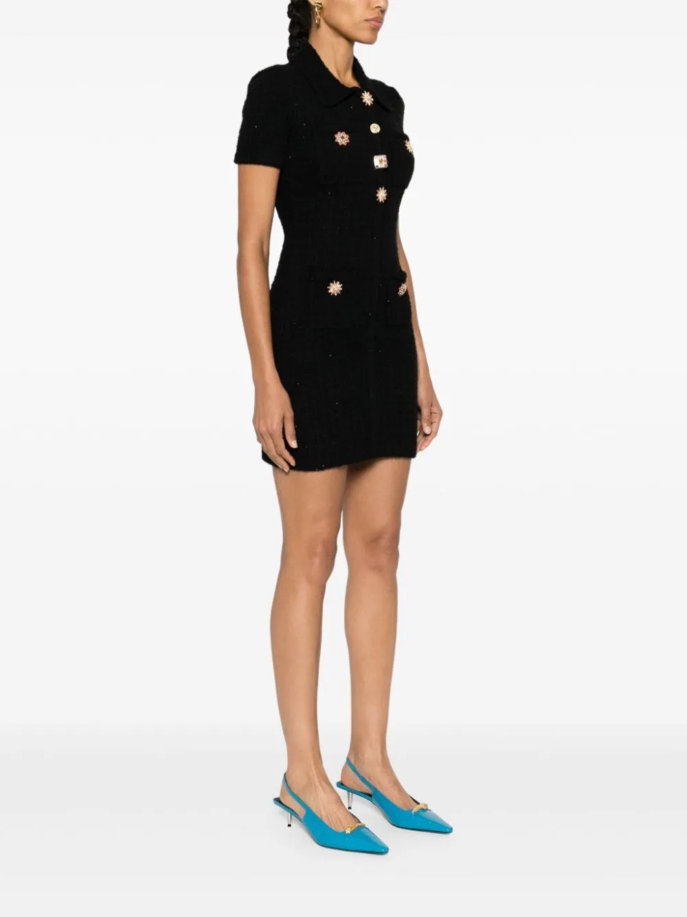 Jewel Button Knit Mini Dress