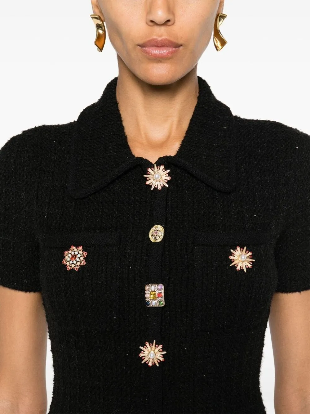 Jewel Button Knit Mini Dress