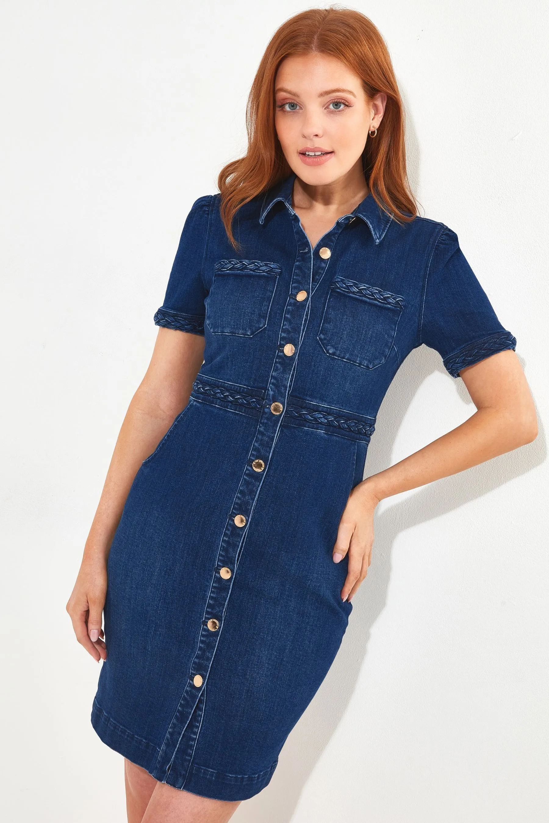 Joe Browns Petite - Abito aderente con Denim e bottoni