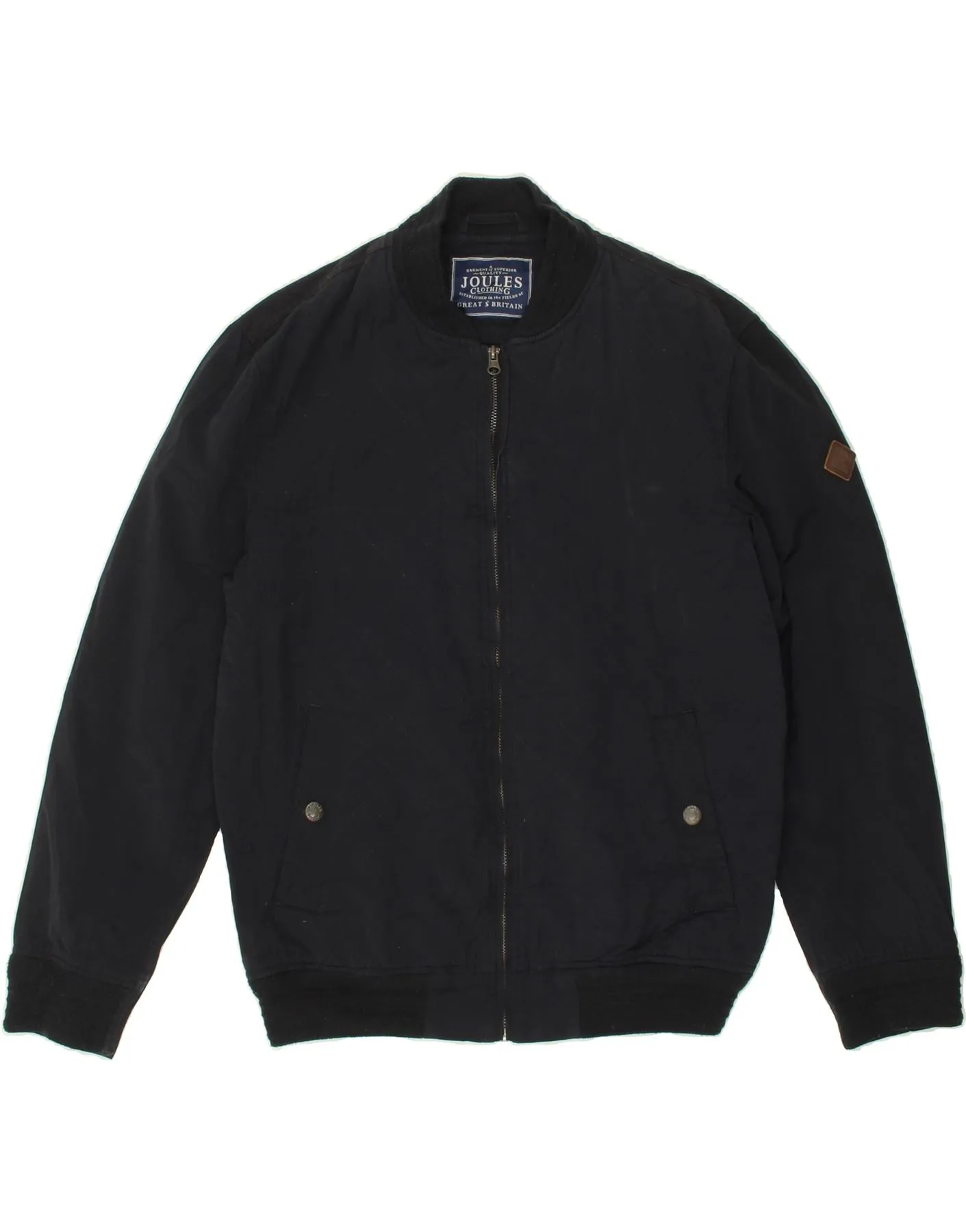 JOULES Mens Bomber Jacket Medium Navy Blue Cotton