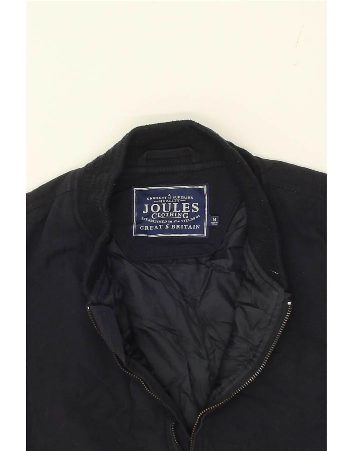 JOULES Mens Bomber Jacket Medium Navy Blue Cotton