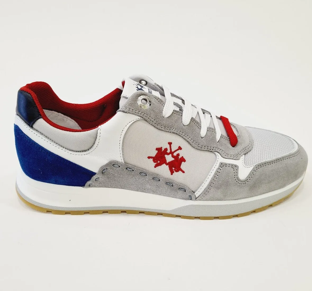 LA MARTINA SNEAKERS UOMO FONDO GOMMA ALTO 3,5 CM.CAMOSCIO GRIGIO E BLU RIF.11