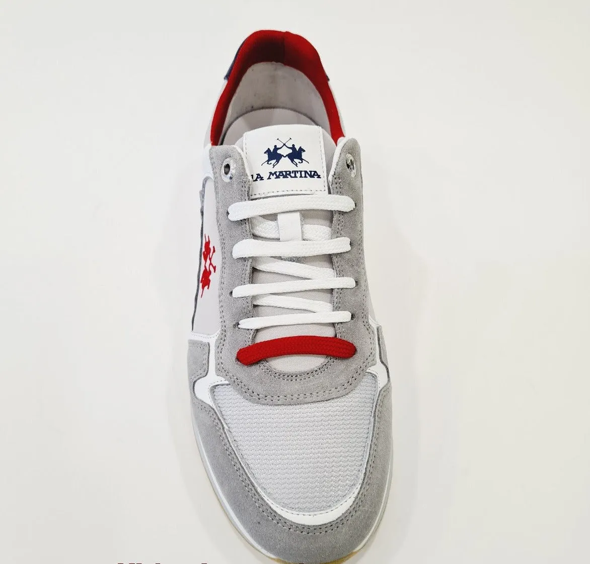 LA MARTINA SNEAKERS UOMO FONDO GOMMA ALTO 3,5 CM.CAMOSCIO GRIGIO E BLU RIF.11