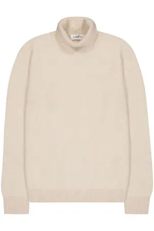 LANEUS Abbigliamento,Maglieria Maglione a collo alto in lana color sabbia 