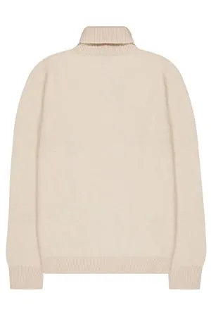 LANEUS Abbigliamento,Maglieria Maglione a collo alto in lana color sabbia 