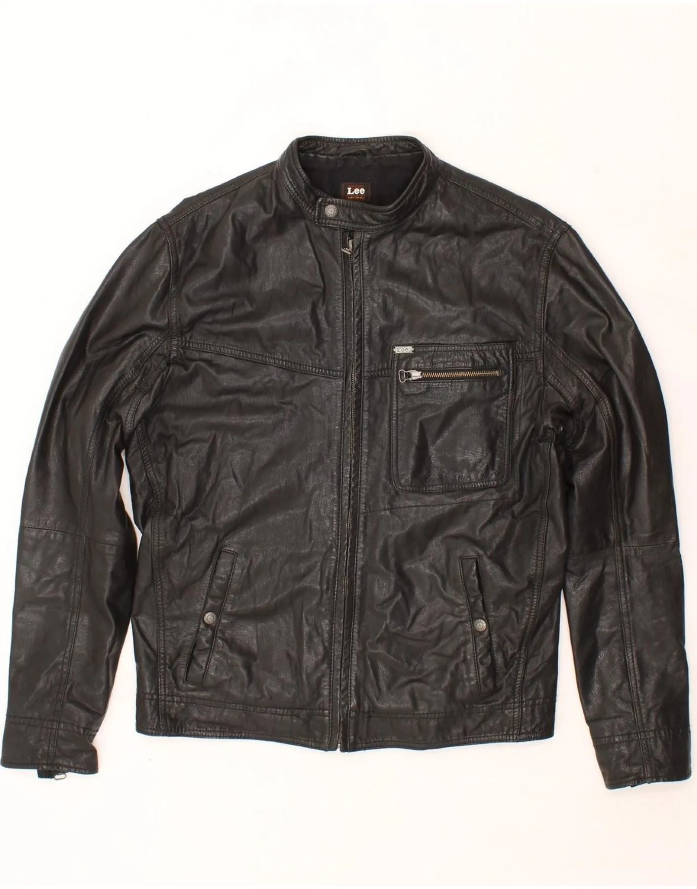 LEE Mens Leather Jacket UK 40 Large Brown Leather