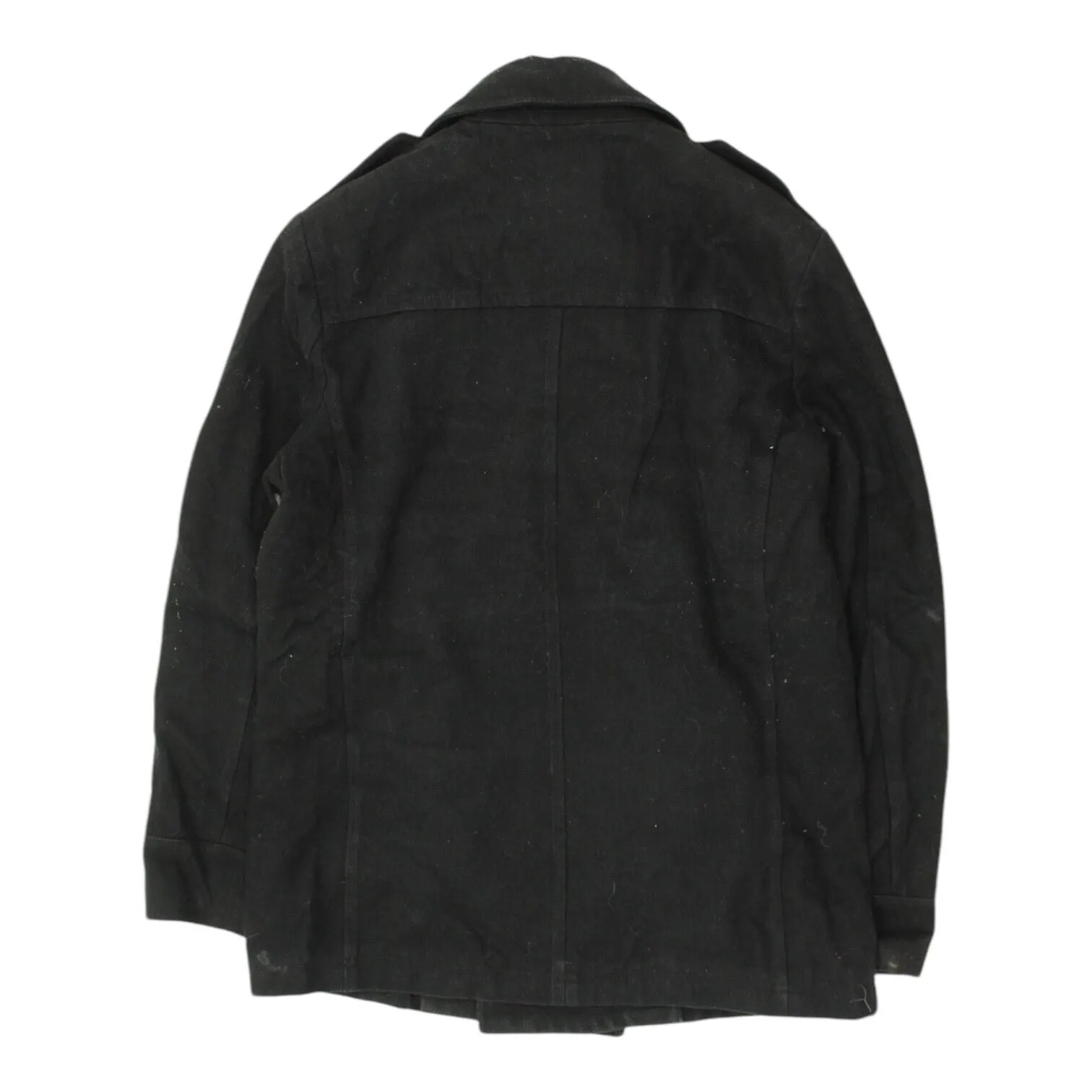 Levi's Mens Black Quilted Lined Wool Pea Coat | Vintage High End Designer Jacket
