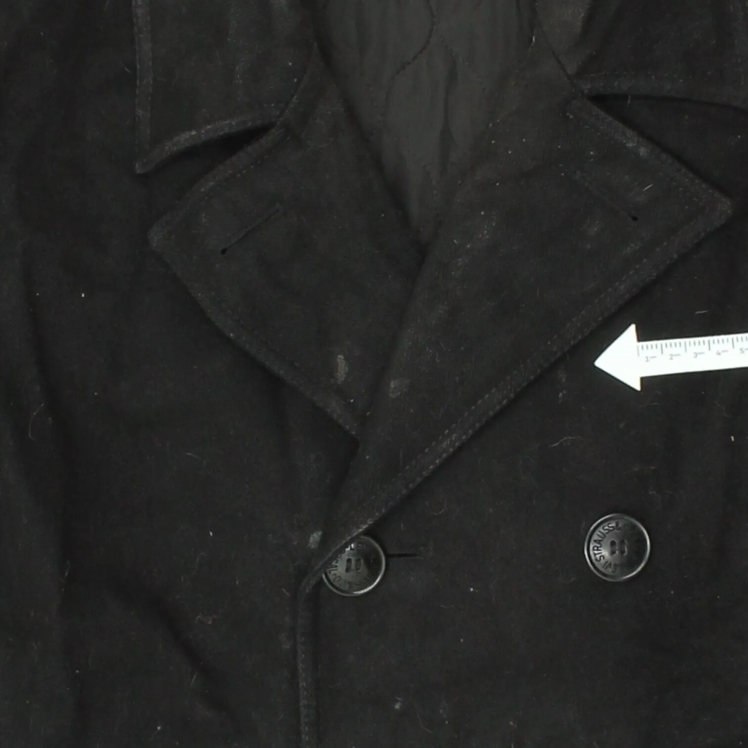 Levi's Mens Black Quilted Lined Wool Pea Coat | Vintage High End Designer Jacket