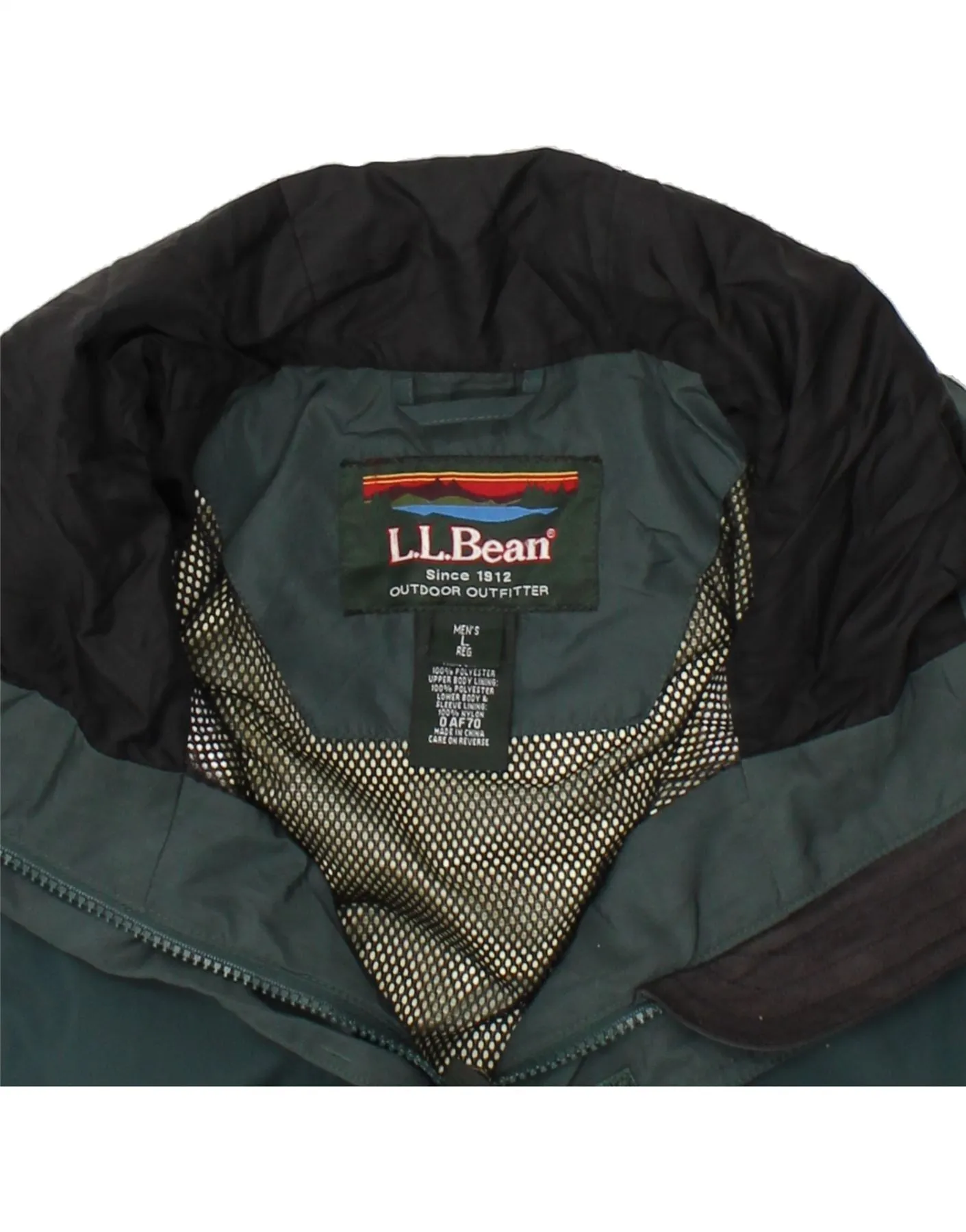 L.L.BEAN Mens Gore-Tex Hooded Rain Jacket UK 40 Large Green Nylon