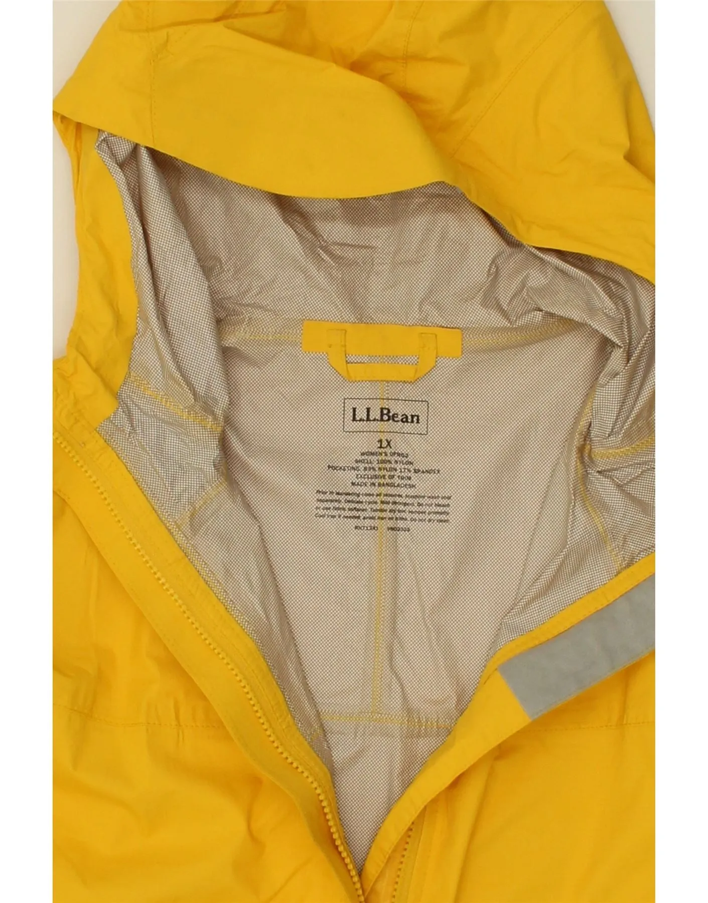 L.L.BEAN Womens Windbreaker Jacket UK 18 XL Yellow Nylon