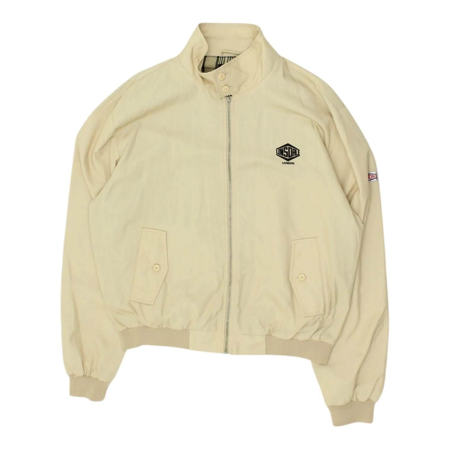 Lonsdale Mens Beige Bomber Jacket | Vintage Casual Boxing Clothing Designer VTG